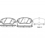 Комплект спирачно феродо, дискови спирачки за Hyundai Santa Fe 2 от 06 до 12 г V212260200694H